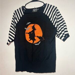 4 for $25 Halloween Witch print sweater size 2XL-Black and Orange punk witchy